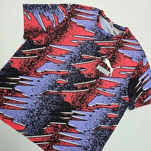 Puma Fandom Mens XXL Graphic T-Shirt All Over Print 90s Retro Abstract Tee